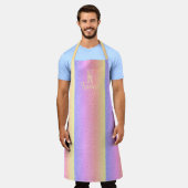 Persoonlijke naam geglitterde regenboog monogram m schort (Gedragen)