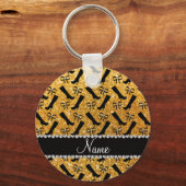 Persoonlijke naam gele glitterlaarzen sleutelhanger (Voorkant)