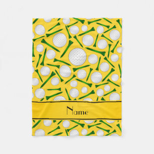 Persoonlijke naam gele golfballen t-shirt fleece deken