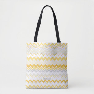Persoonlijke naam gele Ikat Chevron-patroon Tote Bag