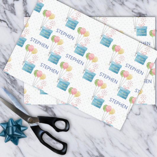 Persoonlijke naam gelukkig Birthday Monogram Tissuepapier