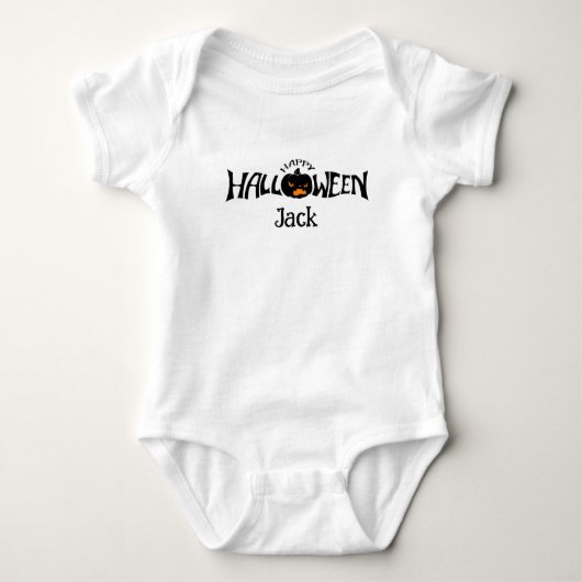 Persoonlijke naam gelukkig Halloween  Romper (Voorkant)