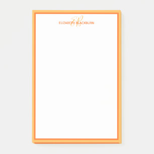 Persoonlijke naam gemerkt initialen oranje chic post-it® notes