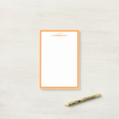 Persoonlijke naam gemerkte initialen oranje chic post-it® notes (Op bureau)