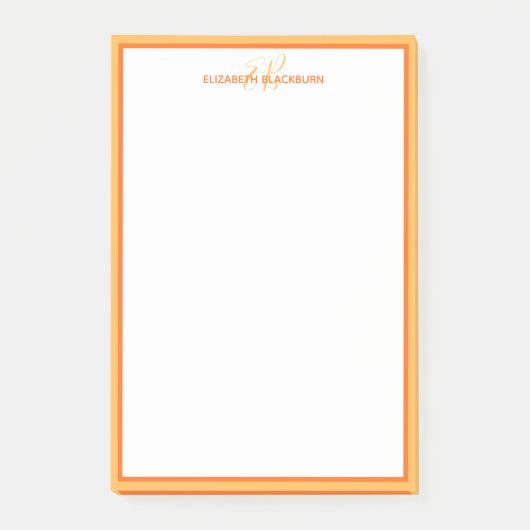 Persoonlijke naam gemerkte initialen oranje chic post-it® notes (Voorkant)