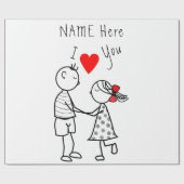 Persoonlijke naam Gift Wrapping Paper Couple Love Cadeaupapier (Vlak)