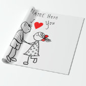 Persoonlijke naam Gift Wrapping Paper Couple Love Cadeaupapier (Uitgerold)