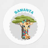 Persoonlijke "Naam" Giraffe in de Savanne Waterdic Labels (Design 1)
