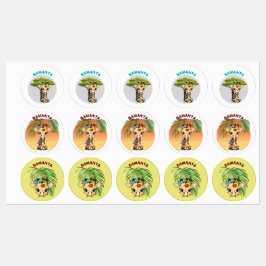 Persoonlijke "Naam" Giraffe in de Savanne Waterdic Labels