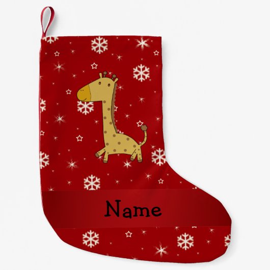 Persoonlijke naam giraffe red snowflakes kleine kerstsok (Voorkant)
