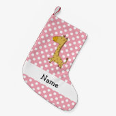 Persoonlijke naam giraffe roze polka-punten kleine kerstsok (Voorkant (Hangend))