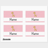 Persoonlijke naam giraffe roze polka-punten rechthoekige sticker (Vel)