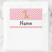 Persoonlijke naam giraffe roze polka-punten rechthoekige sticker (Tas)
