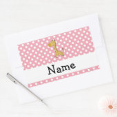 Persoonlijke naam giraffe roze polka-punten rechthoekige sticker (Envelop)