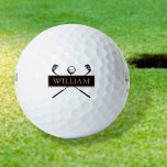 Persoonlijke naam Gold en Black Golfballen<br><div class="desc">Pas de naam aan om een geweldig golfcadeau en keepasje te creëer. Ontworpen door: Thisnotme©</div>