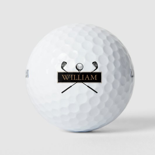 Persoonlijke naam Gold en Black Golfballen (Voorkant)