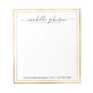 Persoonlijke naam Gold   Van het bureau van het No Notitieblok