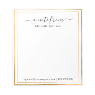 Persoonlijke naam Gold   Van het bureau van het No Notitieblok