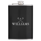 Persoonlijke naam Golf Clubs Black and White Heupfles (Voorkant)