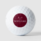 Persoonlijke naam Golf Clubs Burgundy Red Golfballen (Voorkant)