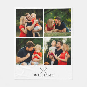 Persoonlijke naam Golf Clubs Foto Collage Fleece Deken