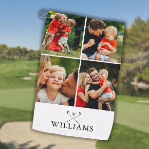Persoonlijke naam Golf Clubs Foto Collage Golfhanddoek