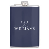 Persoonlijke naam Golf Clubs Navy Blue Heupfles (Voorkant)