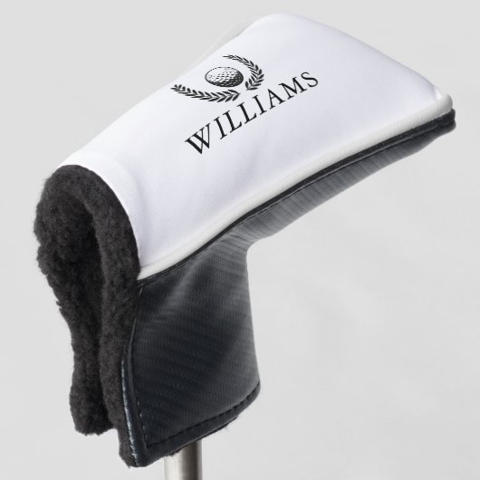 Persoonlijke naam golfbal en krans golfheadcover (3/4 voorkant)