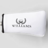Persoonlijke naam golfbal en krans golfheadcover (Voorkant)