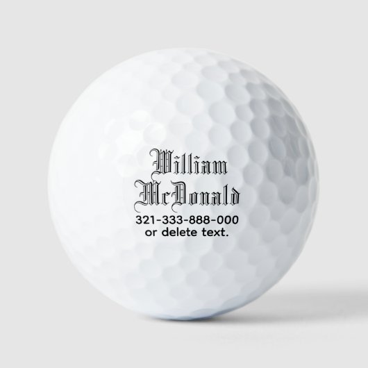 Persoonlijke naam golfballen sjabloon GOTHIC 2 (Voorkant)