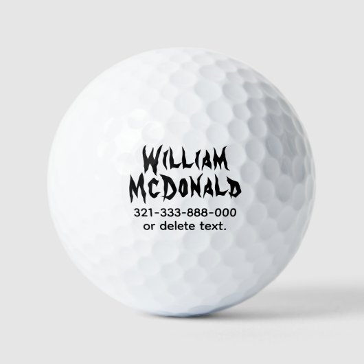 Persoonlijke naam golfballen sjabloon HORROR 3 (Voorkant)