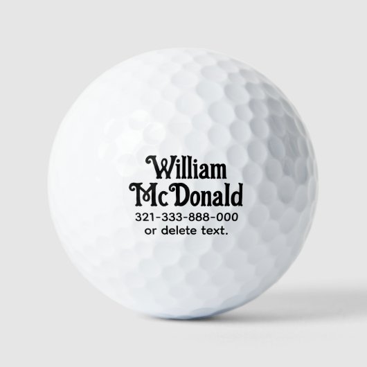 Persoonlijke naam golfballen sjabloon VINTAGE 2 (Voorkant)