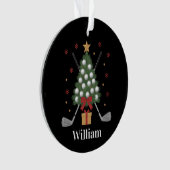 Persoonlijke naam golfboom apparatuur kerst ornament (voorkant)