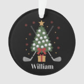 Persoonlijke naam golfboom apparatuur kerst ornament (voorkant)