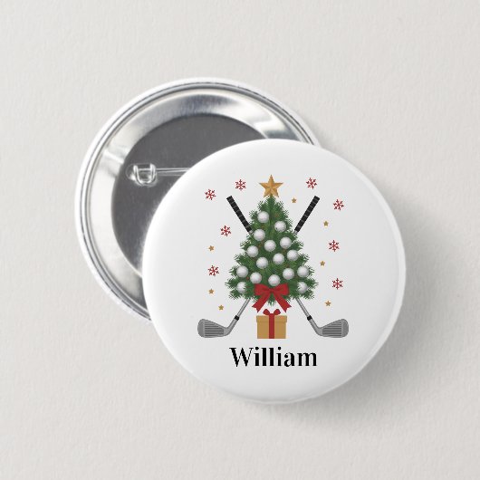 Persoonlijke naam golfboom apparatuur Kerstmis Ronde Button 5,7 Cm (Voorkant /achterkant)