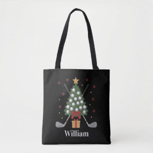 Persoonlijke naam golfboom apparatuur Kerstmis Tote Bag