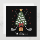 Persoonlijke naam golfboomuitrusting kerst feestdagenkaart (Voorkant / Achterkant)
