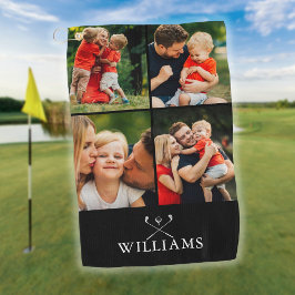 Persoonlijke naam golfclubs 4 foto collage golfhanddoek