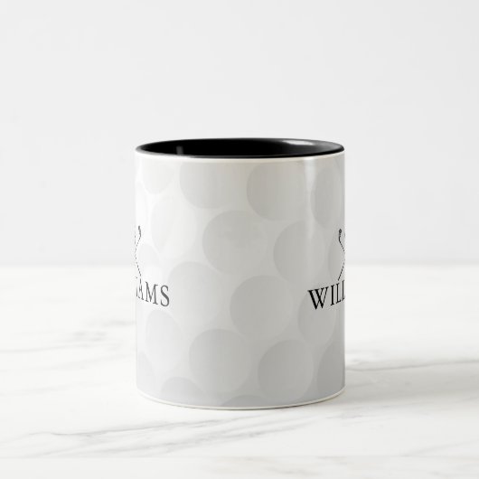 Persoonlijke naam golfclubs en bal tweekleurige koffiemok (Center)