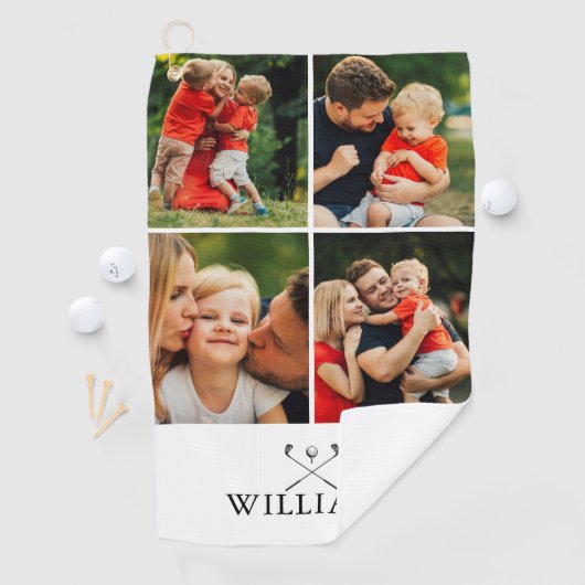 Persoonlijke naam golfclubs fotocollage golfhanddoek (Insitu)