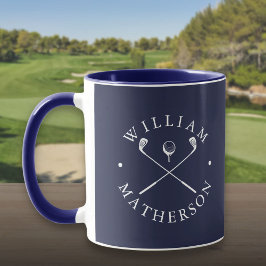 Persoonlijke naam golfclubs Navy Blue en wit Mok