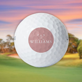 Persoonlijke naam golfclubs stoffig roze rood golfballen