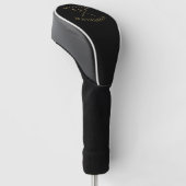 Persoonlijke naam golfclubs Zwart en Goud Golfheadcover (Schuin)