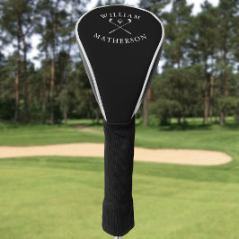 Persoonlijke naam golfclubs zwart en wit golfheadcover