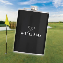 Persoonlijke naam golfclubs zwart en wit heupfles