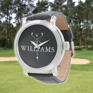 Persoonlijke naam golfclubs zwart en wit horloge