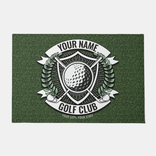 Persoonlijke NAAM Golfer Golf Club Turf Clubhouse Deurmat (Voorkant)