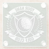 Persoonlijke NAAM Golfer Golf Club Turf Clubhouse Glazen Onderzetter (Achterkant)