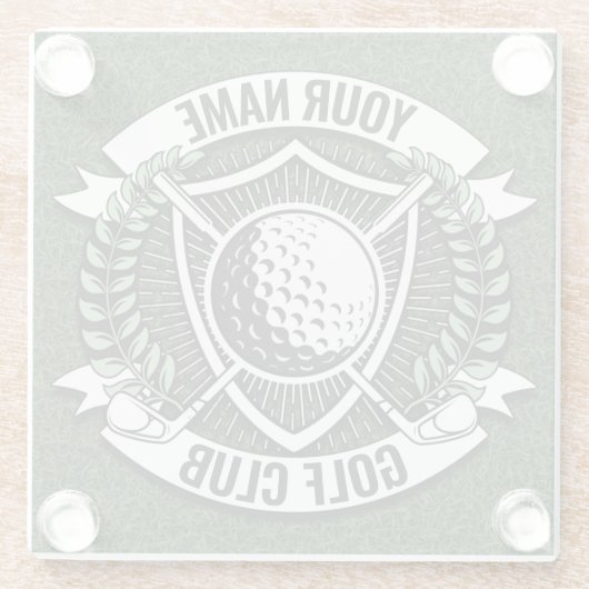 Persoonlijke NAAM Golfer Golf Club Turf Clubhouse Glazen Onderzetter (Achterkant)
