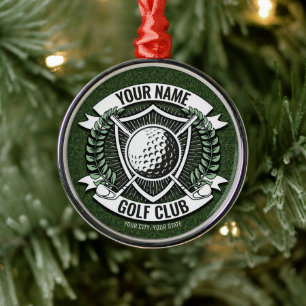 Persoonlijke NAAM Golfer Golf Club Turf Clubhouse Metalen Ornament
